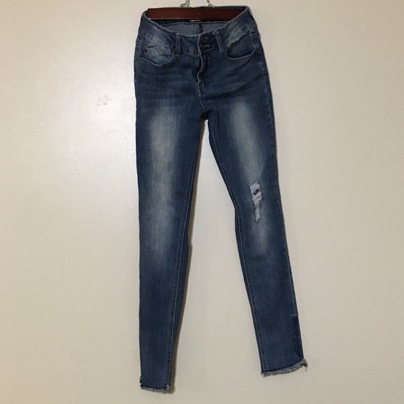 EUC Indigo Rein Distressed Skinny Jeans, Size 12 - Picture 2 of 7